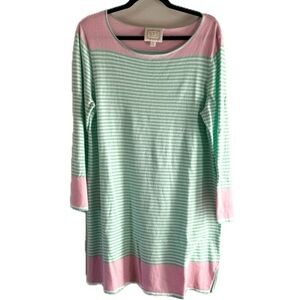 Sail to Sable Mint & Pink Striped Long Sleeve Tunic Dress